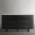 Danny Solid Oak Wood Six-Drawer Dresser with Marble Top Chest Of 6 Drawers Storage Cabinet Modern Style
