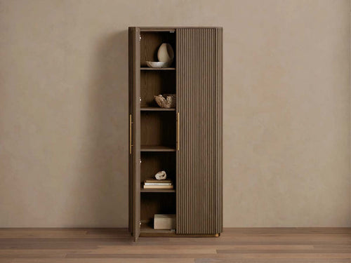 Finnley Minimalist Modern Tall Cabinet with Doors for Living Room Storage