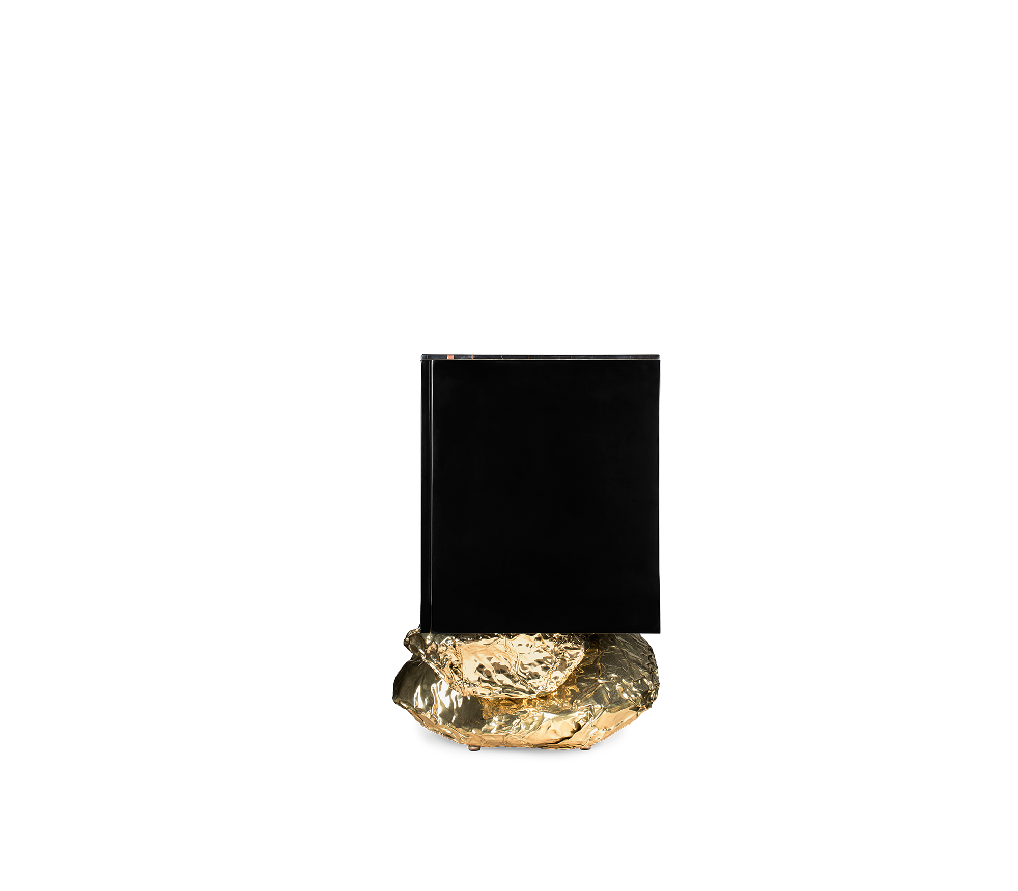 Luxury Gold Buffet Cabinet with Sculptural Metal Base & Hidden Storage