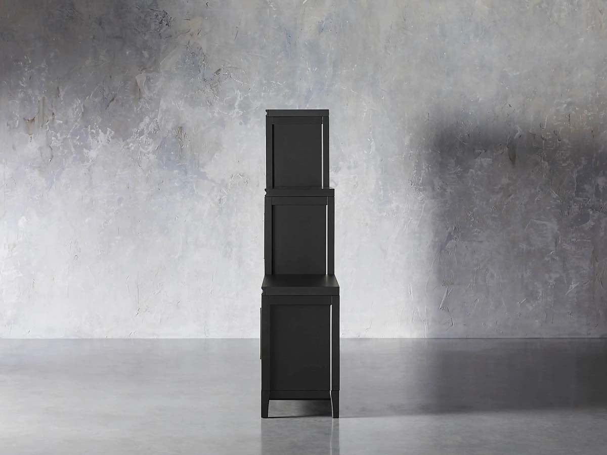 Rowan Modular Wall Unit Storage System Wood Tall Display Cabinet with Reeded Glass Doors