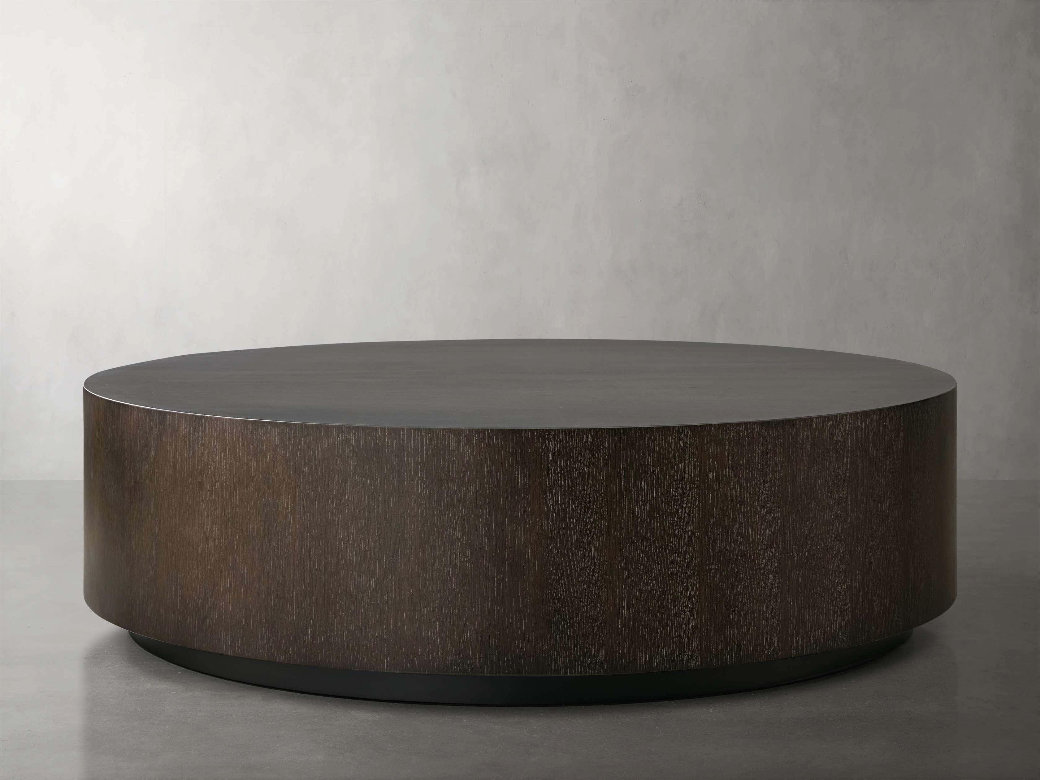 Sullivan Round Plinth Coffee Table Wood Oak Sofa Center Tea Table