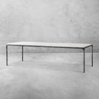 Thaddeus Metal Marble Rectangular Dining Table Hand-Forged Kitchen Table