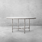 Thaddeus Metal Marble Round Dining Table Hand-Forged Kitchen Table