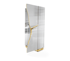 Luxury Walnut Display Cabinet with Sculptural Brass Accents & Hidden Storage