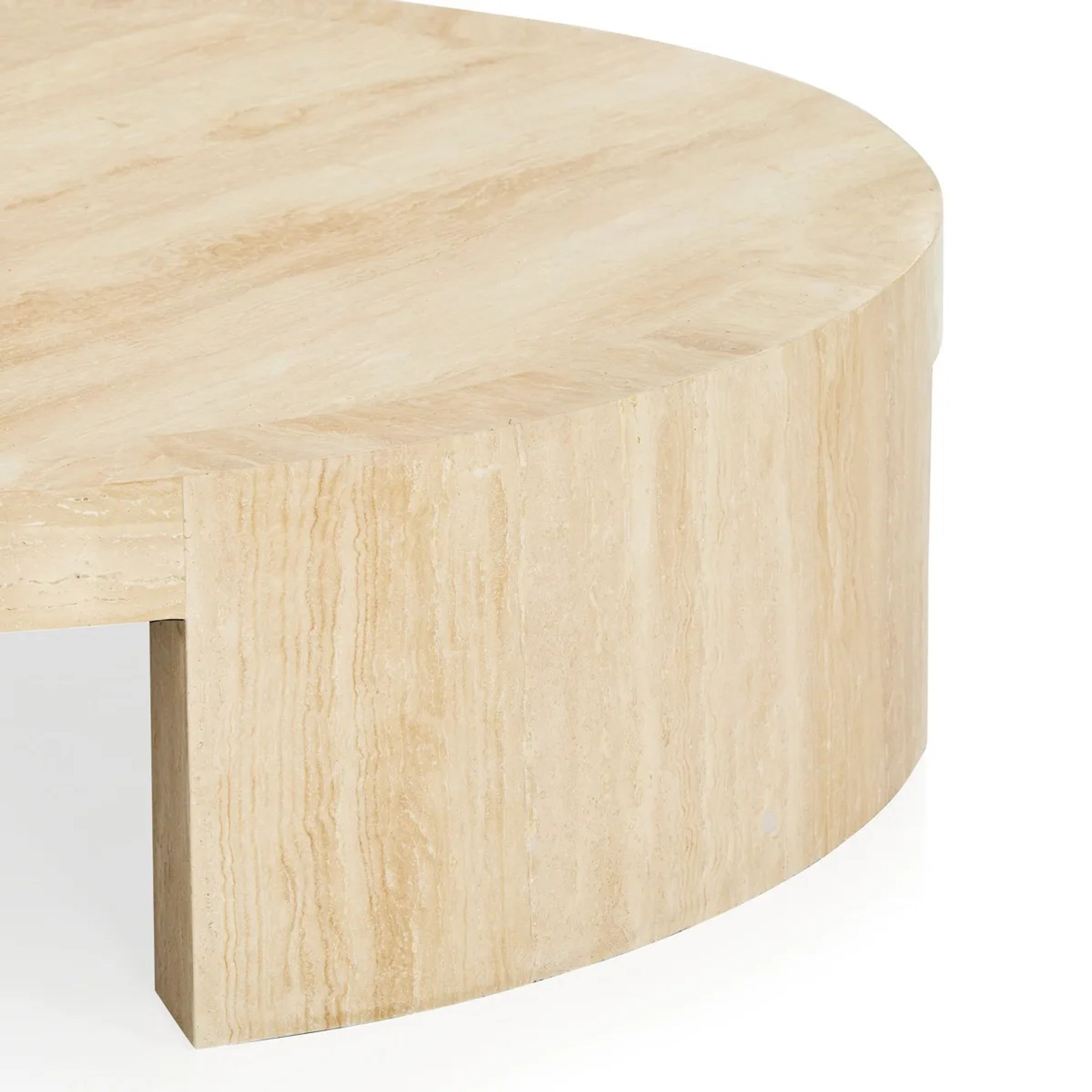 Runder Couchtisch Veneta mit Carrara-Marmor-Furnierplatte für Wohnzimmer und Holztisch
