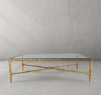 Thaddeus Metal Rectangular Glass Coffee Table Hand-Forged Living Sofa Center Tea Table