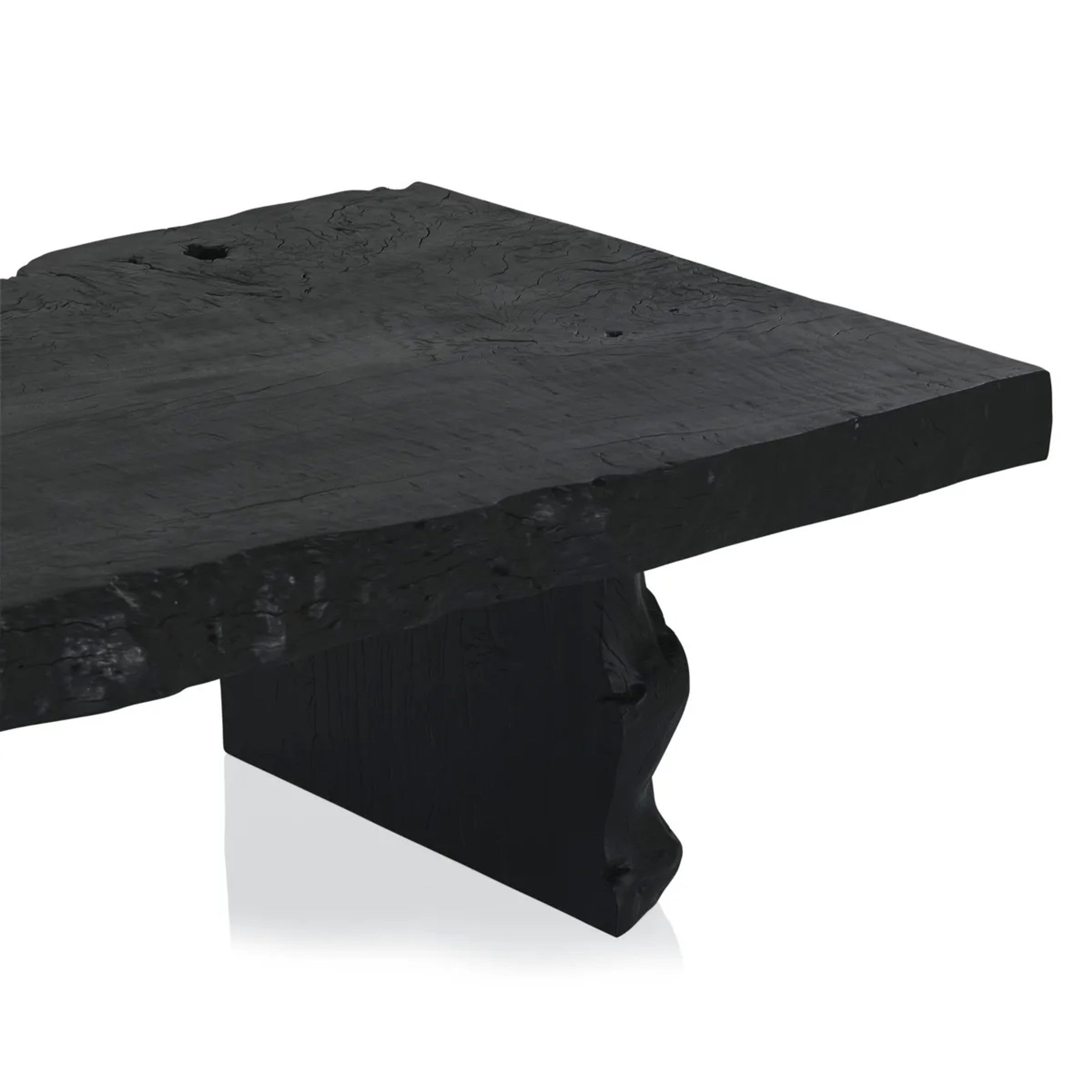 Nobu Wood Rectangular Coffee Table Sofa Center Tea Table with Burnt Noir Finish Natural Feel