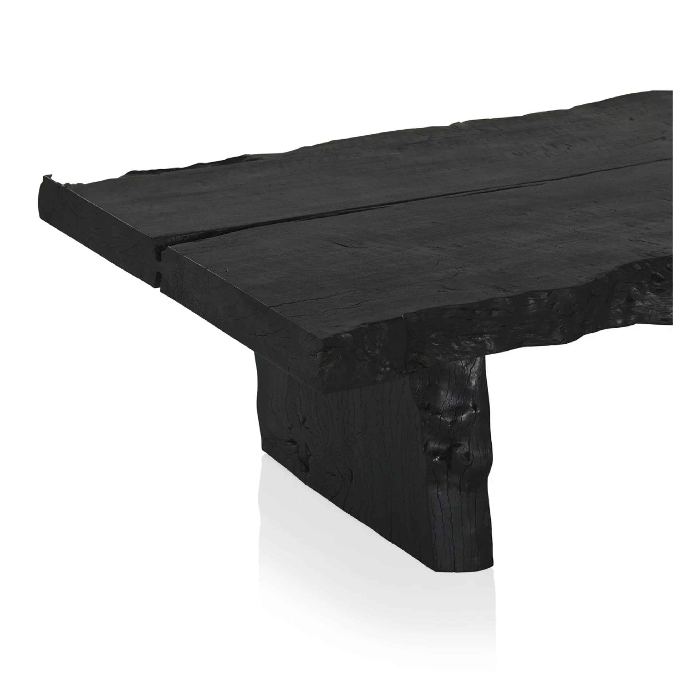 Nobu Wood Rectangular Coffee Table Sofa Center Tea Table with Burnt Noir Finish Natural Feel