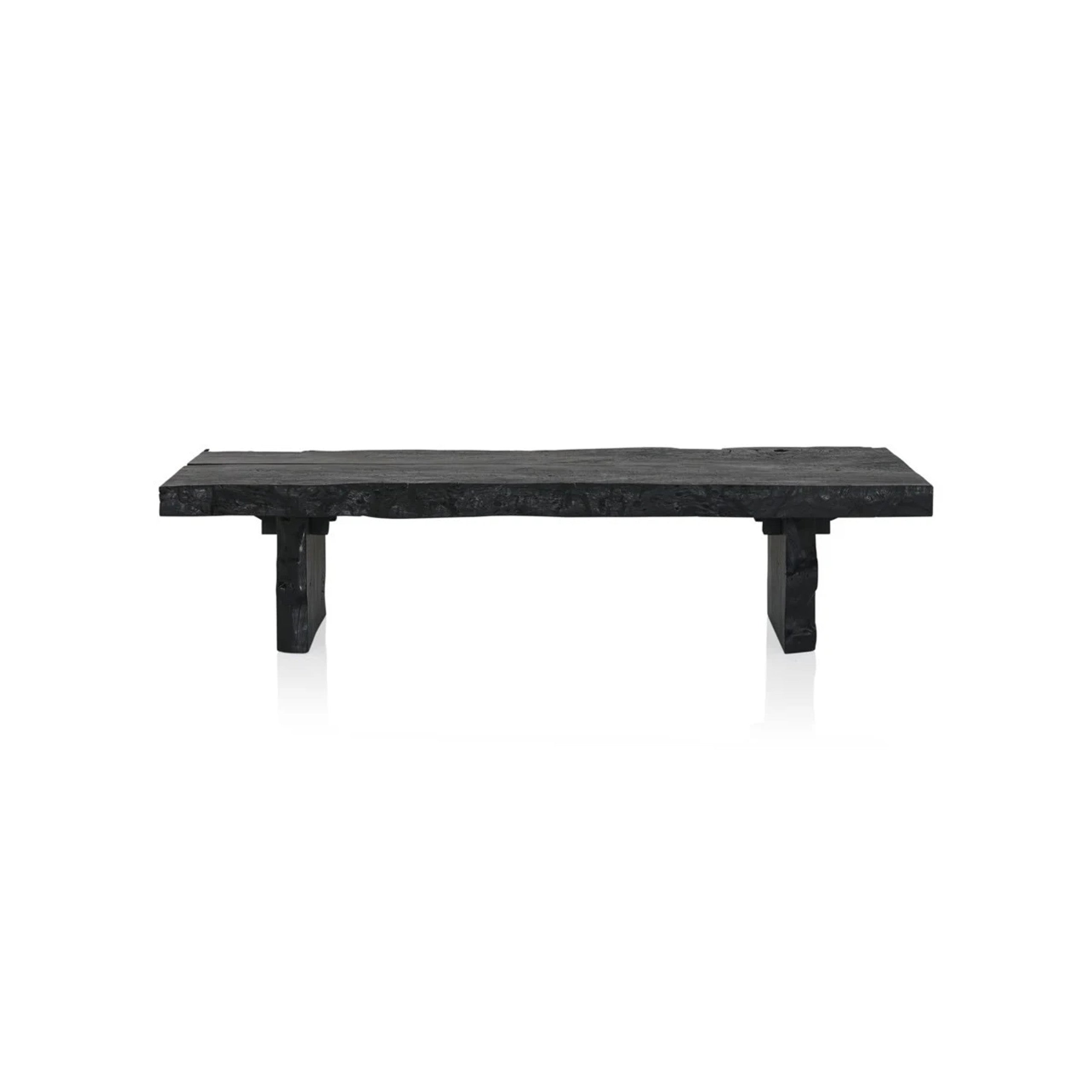 Nobu Wood Rectangular Coffee Table Sofa Center Tea Table with Burnt Noir Finish Natural Feel