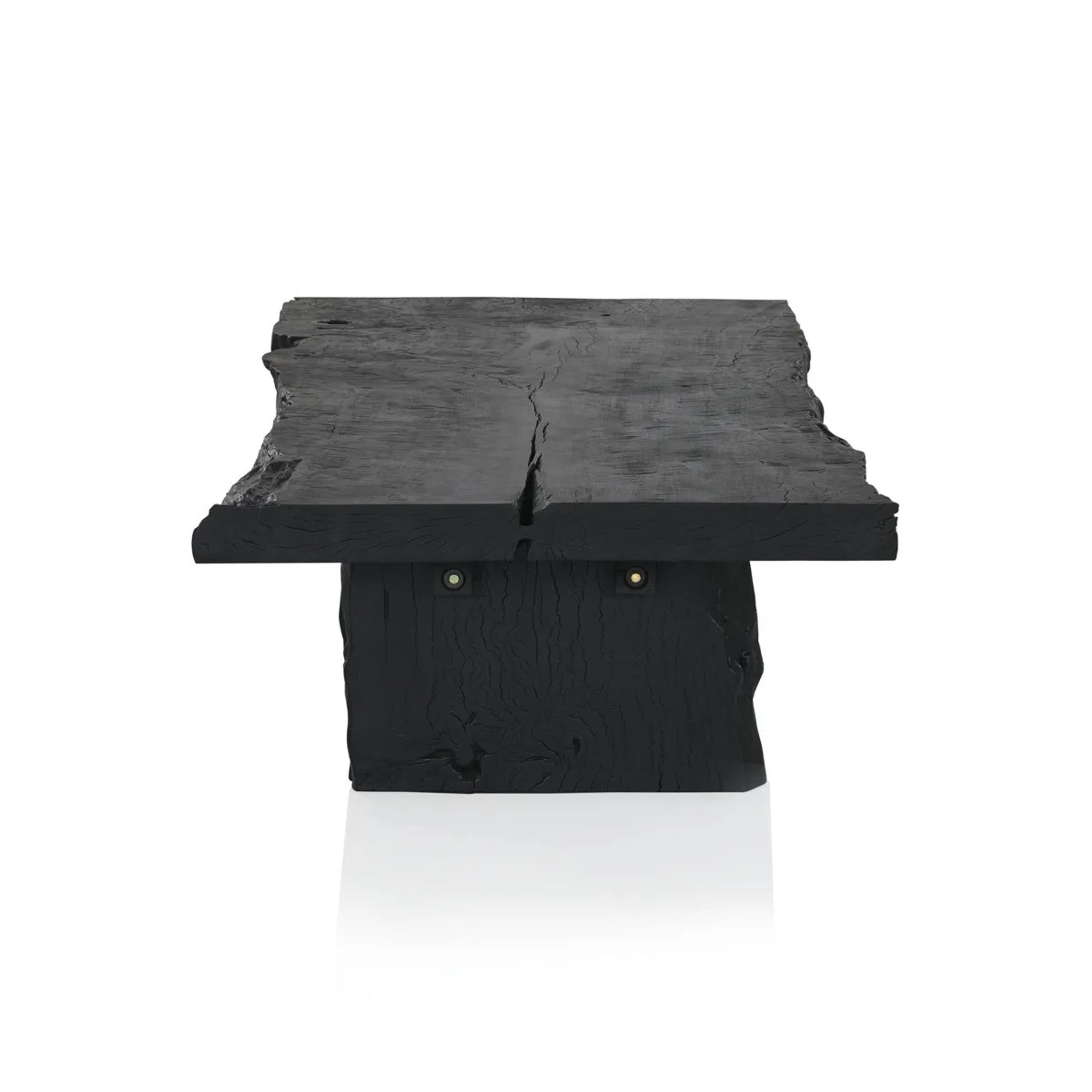 Nobu Wood Rectangular Coffee Table Sofa Center Tea Table with Burnt Noir Finish Natural Feel