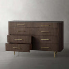 Finnley Wood Eight-Drawer Dresser with Marble or Bluestone Top Rural Chest Of 8-Drawers Cabinet