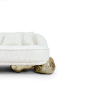 Luxury Sculptural Sofa with Polished Hammered Brass Base & Organic Curved Design