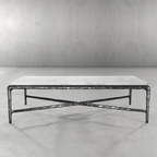 Thaddeus Metal Rectangle Marble Coffee Table Hand-Forged Living Sofa Center Tea Table