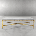 Thaddeus Metal Rectangle Marble Coffee Table Hand-Forged Living Sofa Center Tea Table