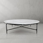 Thaddeus Metal Marble Round Coffee Table Hand-Forged Style O & X Living Sofa Center Tea Table