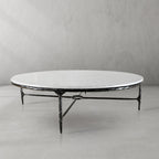 Thaddeus Metal Marble Round Coffee Table Hand-Forged Style O & X Living Sofa Center Tea Table