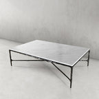Thaddeus Metal Rectangle Marble Coffee Table Hand-Forged Living Sofa Center Tea Table