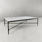 Thaddeus Metal Rectangle Marble Coffee Table Hand-Forged Living Sofa Center Tea Table