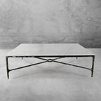 Thaddeus Metal Rectangle Marble Coffee Table Hand-Forged Living Sofa Center Tea Table