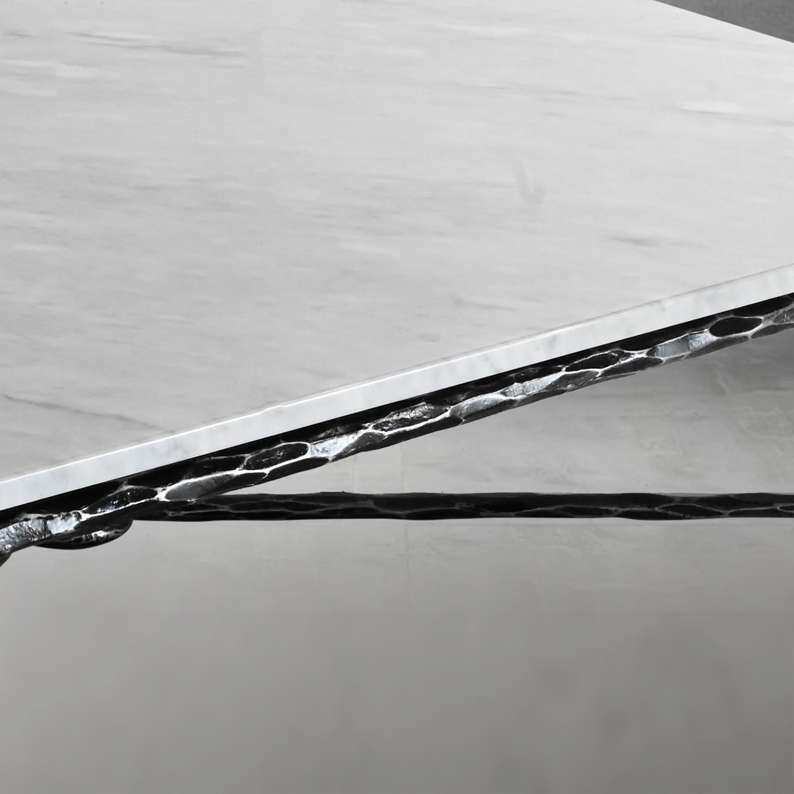 Thaddeus Metal Rectangle Marble Coffee Table Hand-Forged Living Sofa Center Tea Table