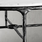 Thaddeus Metal Marble Round Coffee Table Hand-Forged Style O & X Living Sofa Center Tea Table