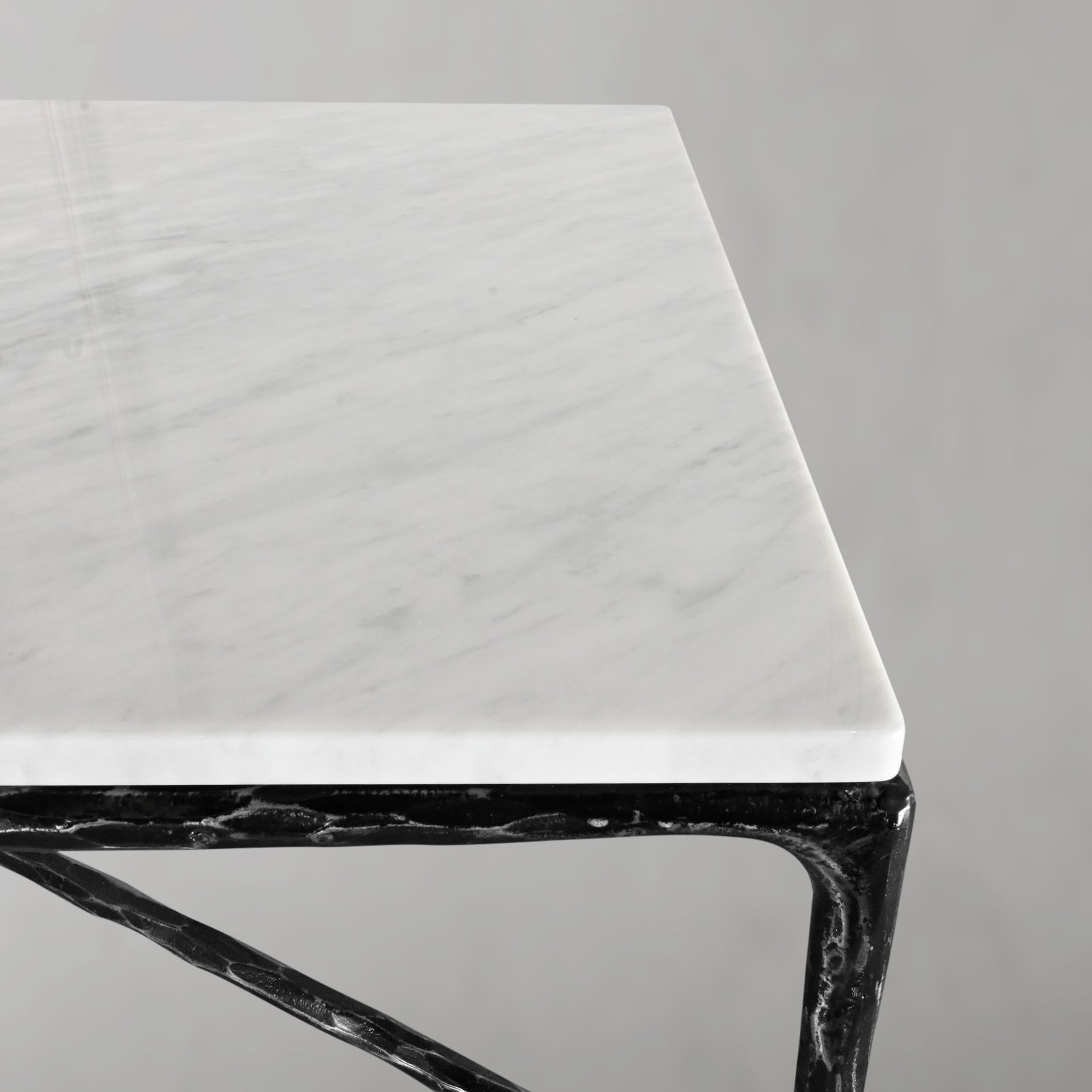Thaddeus Metal Rectangle Marble Coffee Table Hand-Forged Living Sofa Center Tea Table