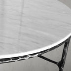 Thaddeus Metal Marble Round Coffee Table Hand-Forged Style O & X Living Sofa Center Tea Table