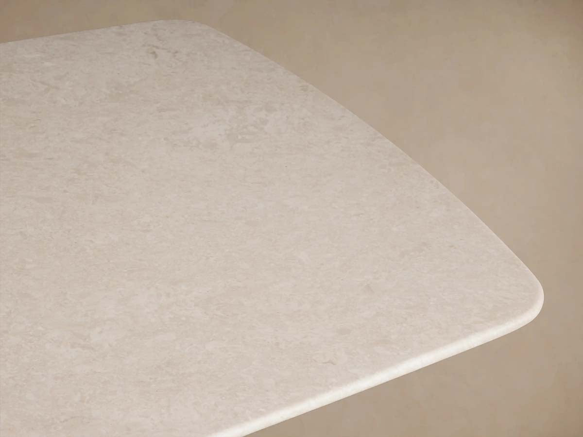 Saint Germain Stone Dining Table with Natural Marble Top Wood Rennes Metal Base