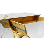 Luxury Black Gold Sideboard Cabinet with Sculptural Cracked Design