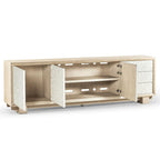 Water Pelagic Sculpted Media Console Sideboard Washed Oak TV Stand Storage Drawers Cabinet