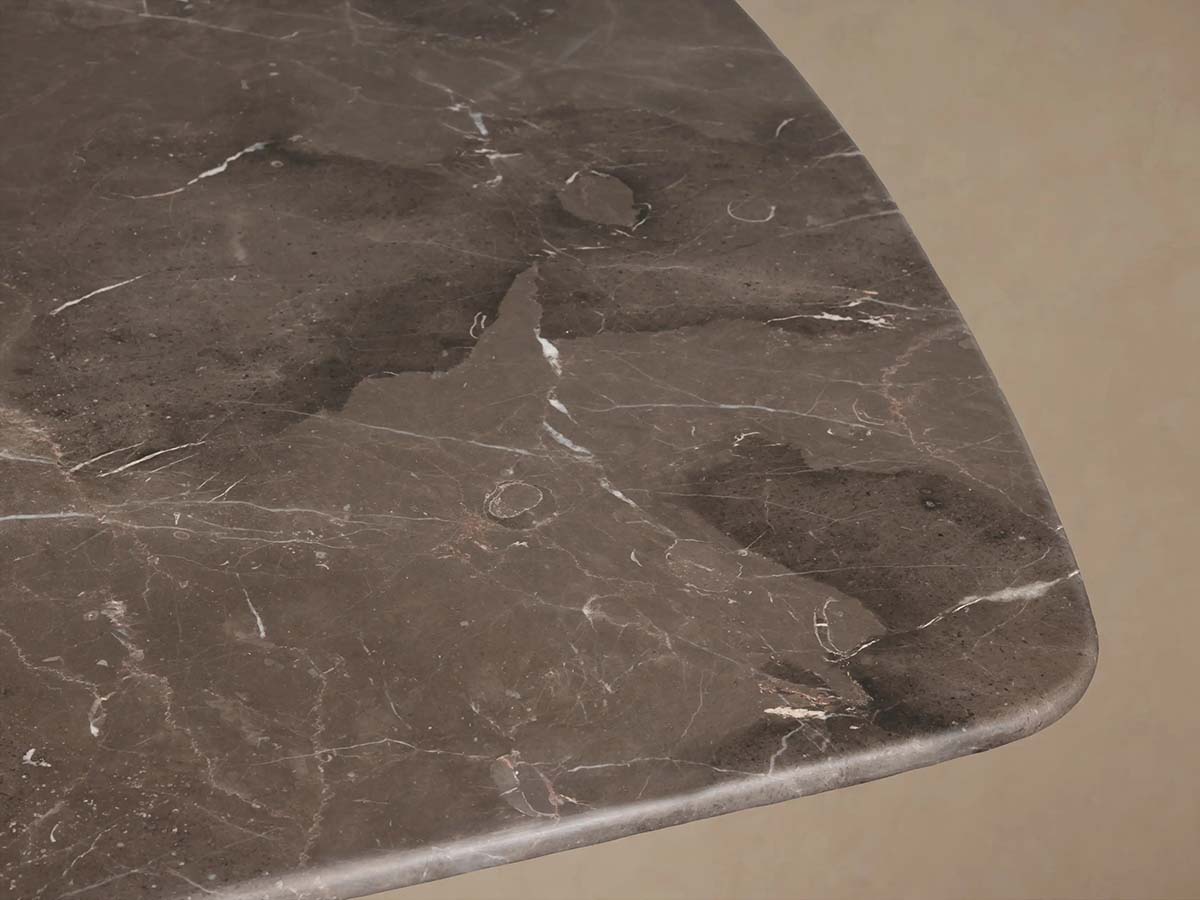 Saint Germain Stone Dining Table with Natural Marble Top Wood Rennes Metal Base