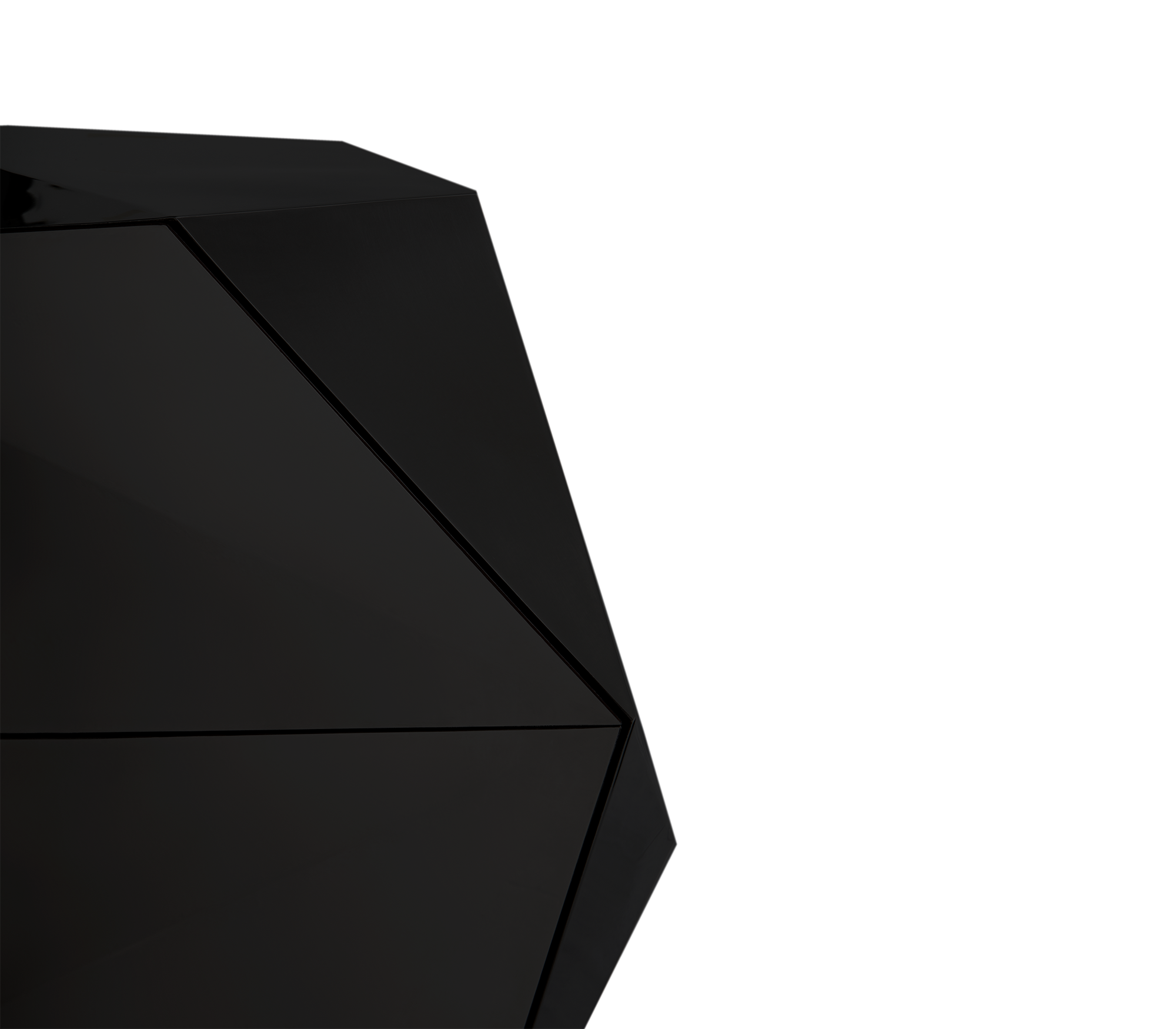 Luxury Black Faceted Sideboard Buffet Cabinet with Hidden Storage