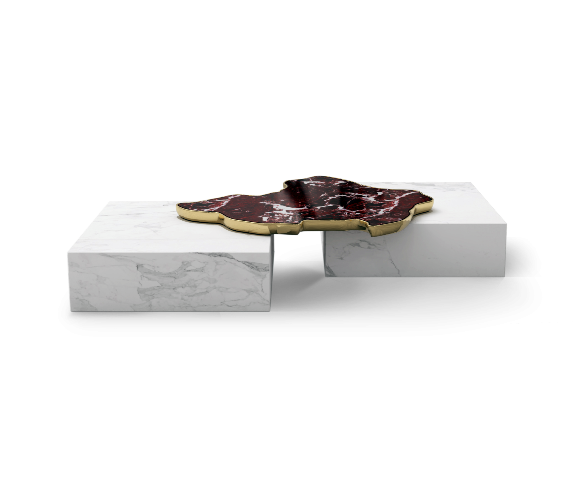 Luxury Black & White Coffee Table with Sculptural Design & High Gloss Finish