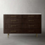 Finnley Wood Eight-Drawer Dresser with Marble or Bluestone Top Rural Chest Of 8-Drawers Cabinet