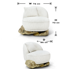 Luxury Sculptural Armchair with Polished Hammered Brass Base & Organic Curved Design
