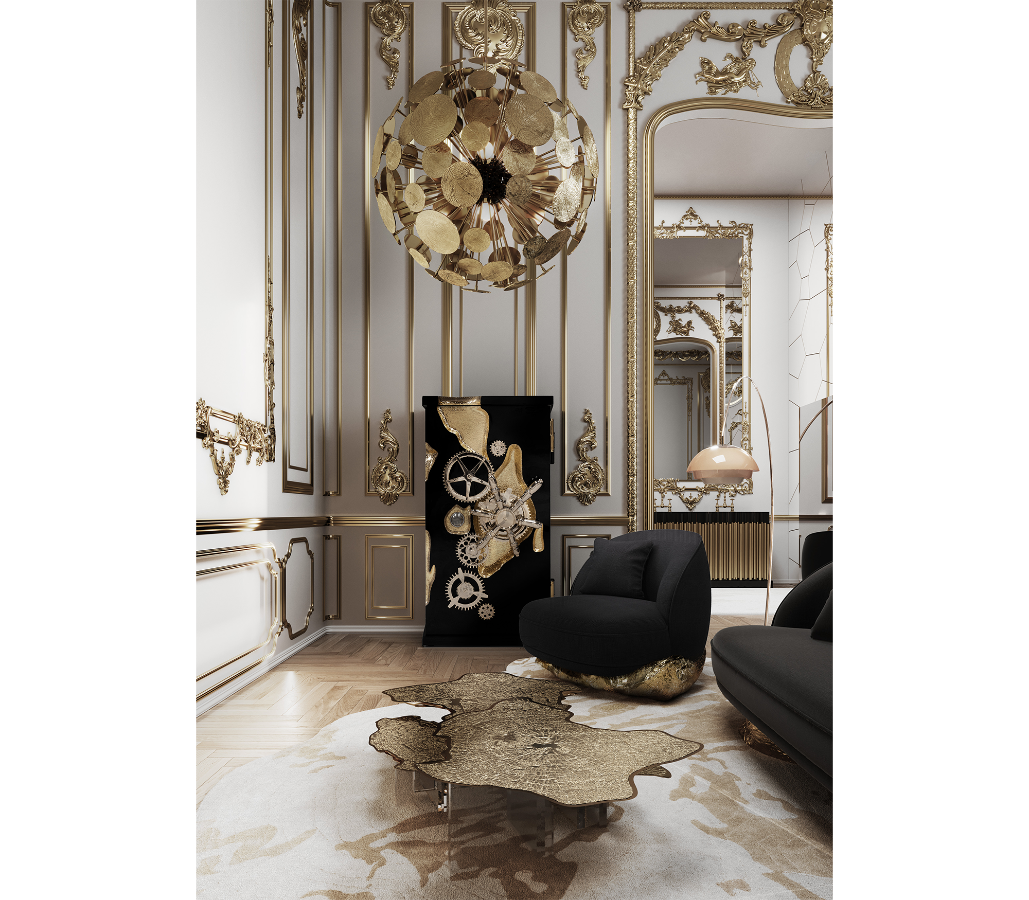 Luxury Collectible Vault Safe with Gold-Plated Finish & Secret Dial Lock System