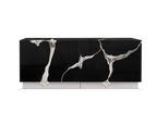 Luxury Black Gold Sideboard Cabinet with Sculptural Cracked Design