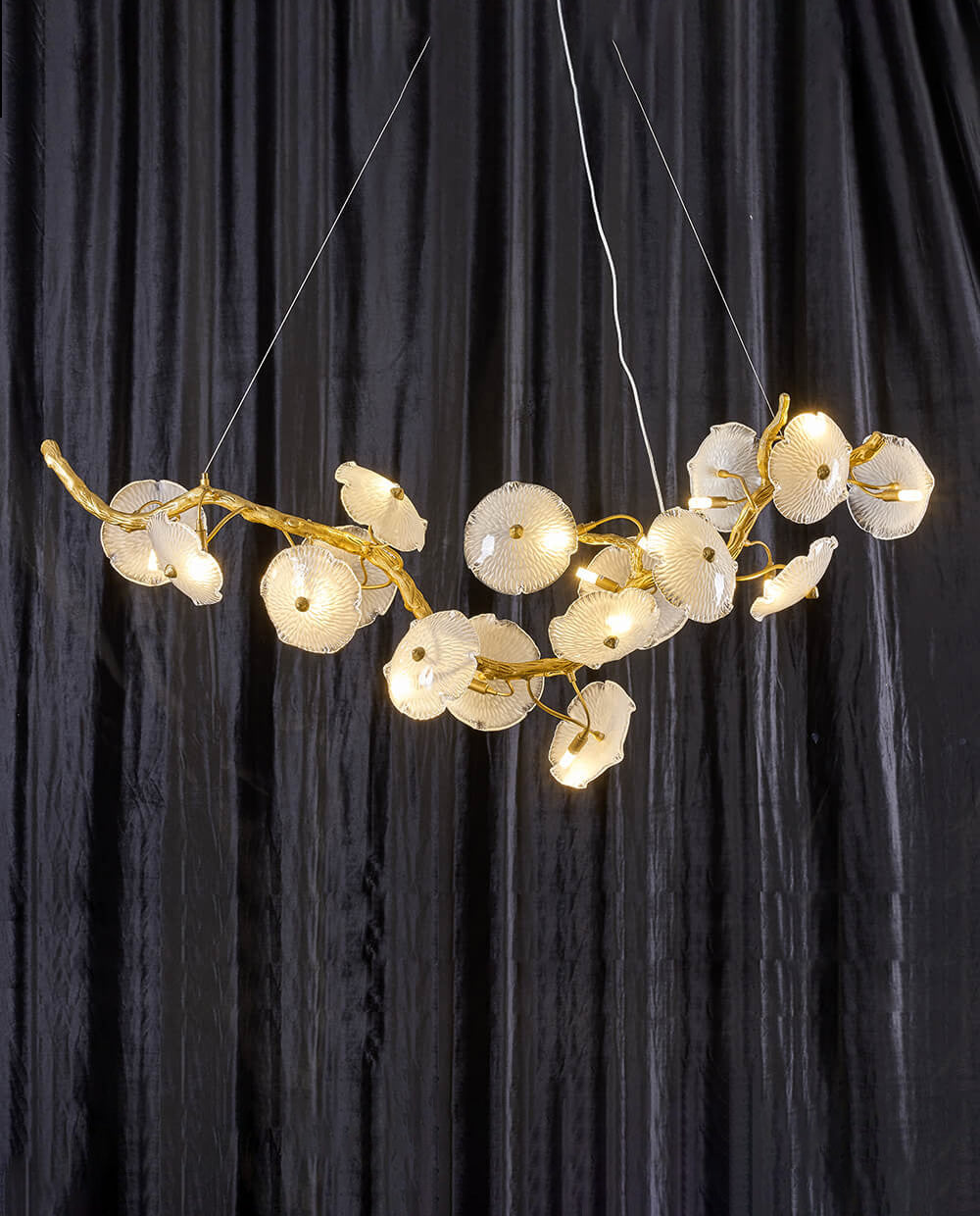 48-63 Inch Linear Lotus Chandelier Modern Chandelier for Dining Room