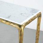 Thaddeus Metal Rectangle Marble Console Table Hand-Forged Entryways Entrance Table