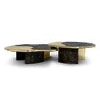 Luxury Calacatta Marble Coffee Table with Black Sculptural Base & Modern Design