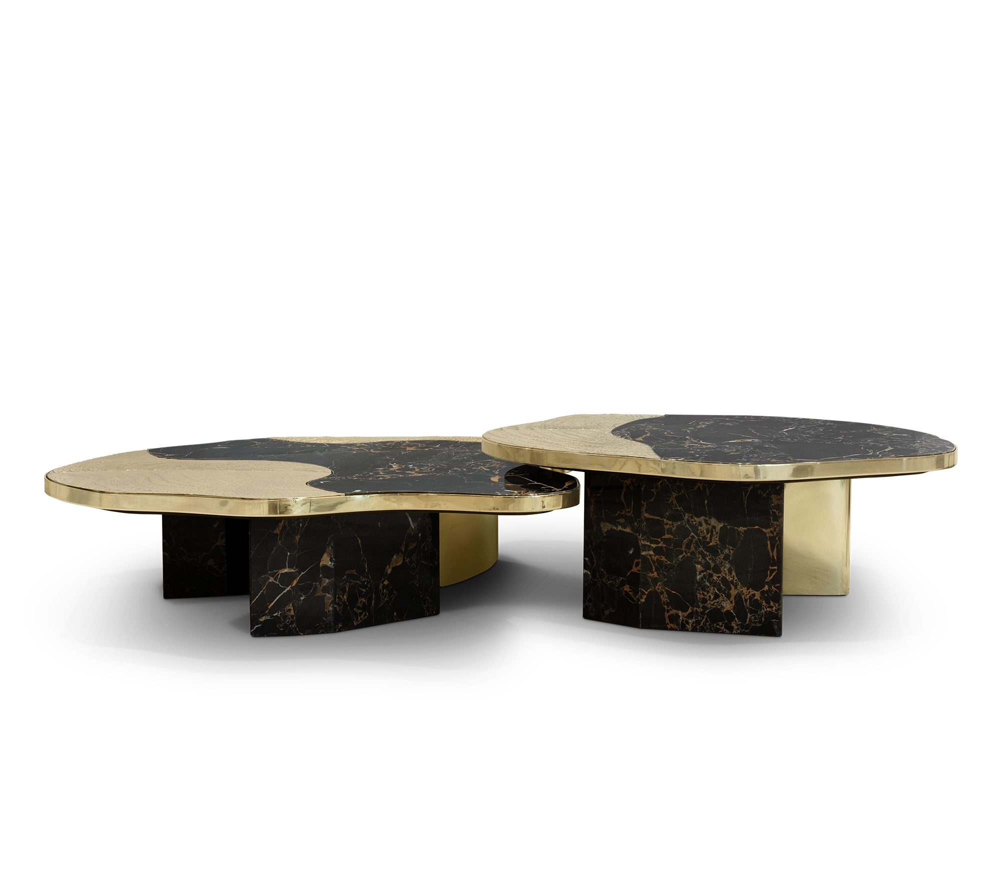 Luxury Calacatta Marble Coffee Table with Black Sculptural Base & Modern Design