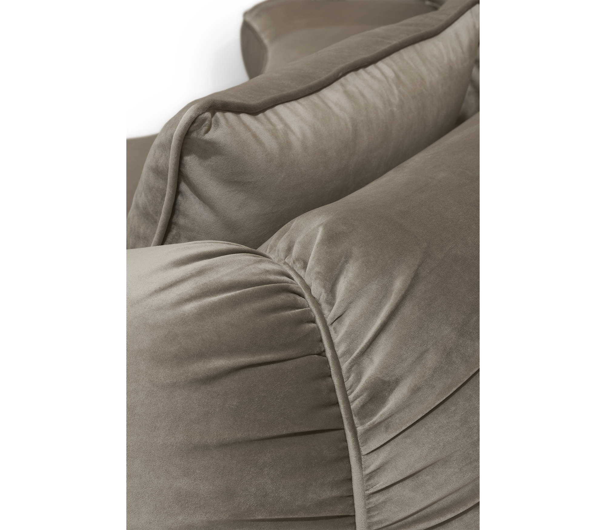Luxury Curved Sofa with Hand-Hammered Polished Brass Base & Cream Upholstery Design