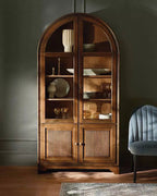 Giotto Glass Doors Tall Display Cabinet Wood Antique Dining Sideboard Antique Bookcase