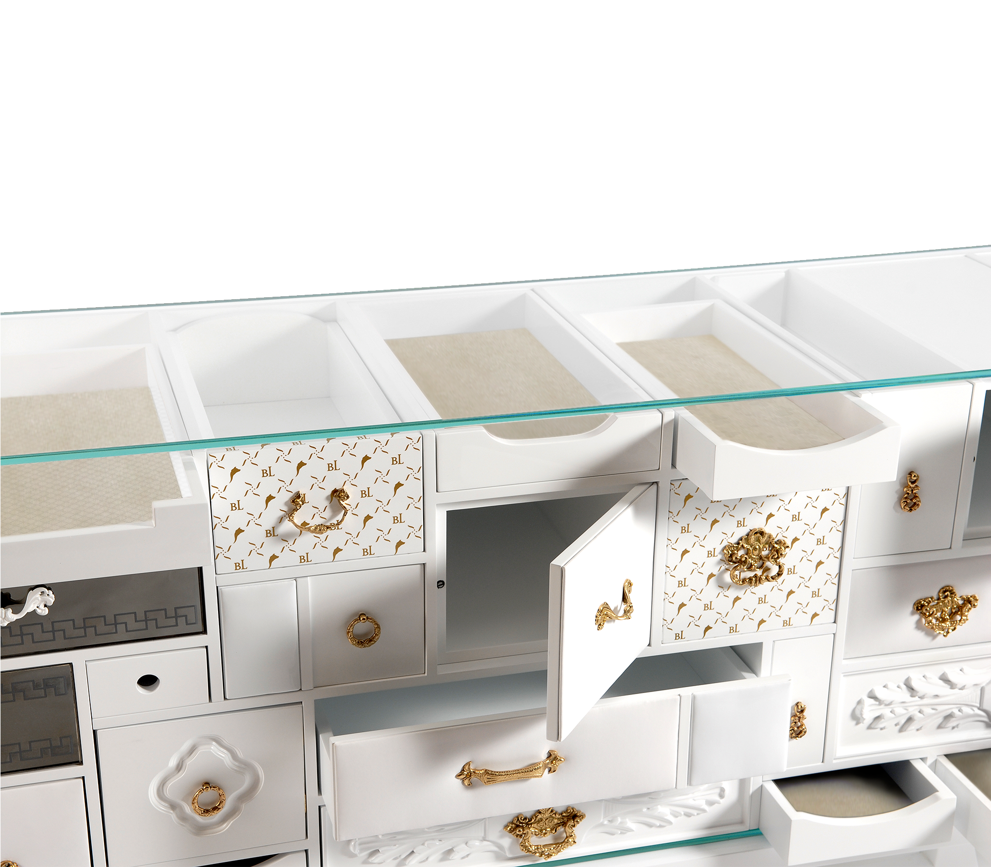Luxury Black Sideboard Cabinet with Geometric Design & Hidden Storage
