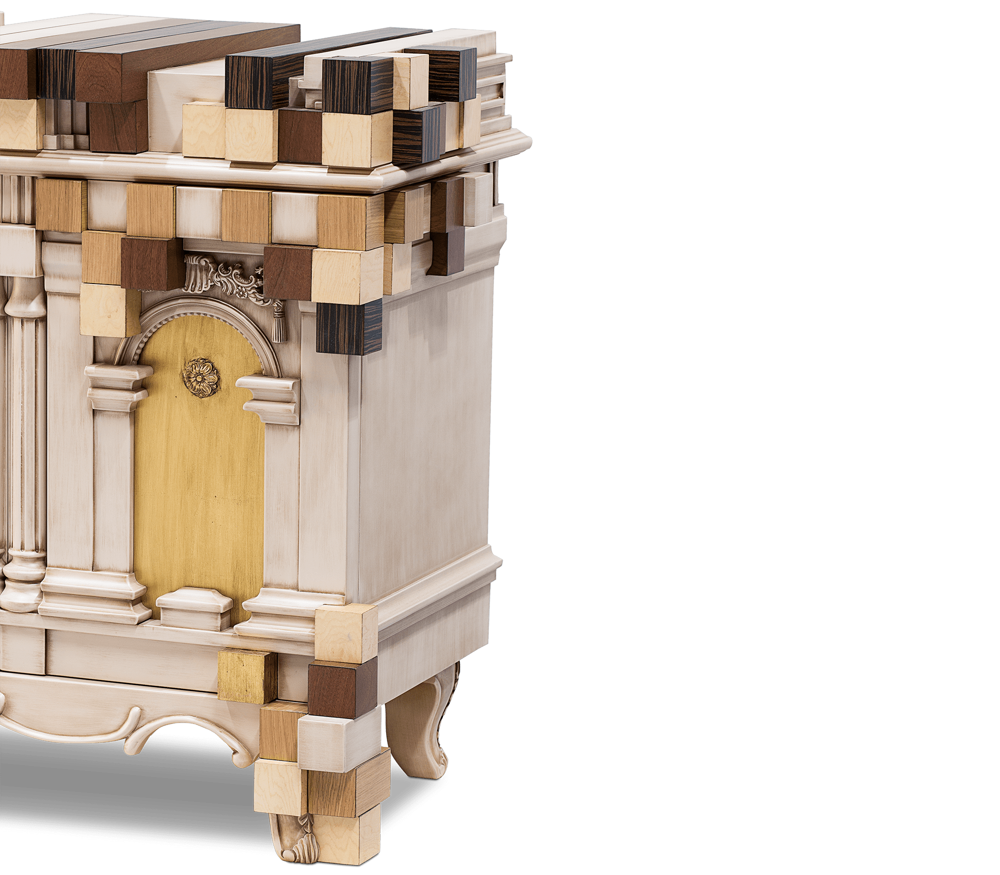 Luxury Mirrored Sideboard Buffet Cabinet with Gold Accents & Modern Storage