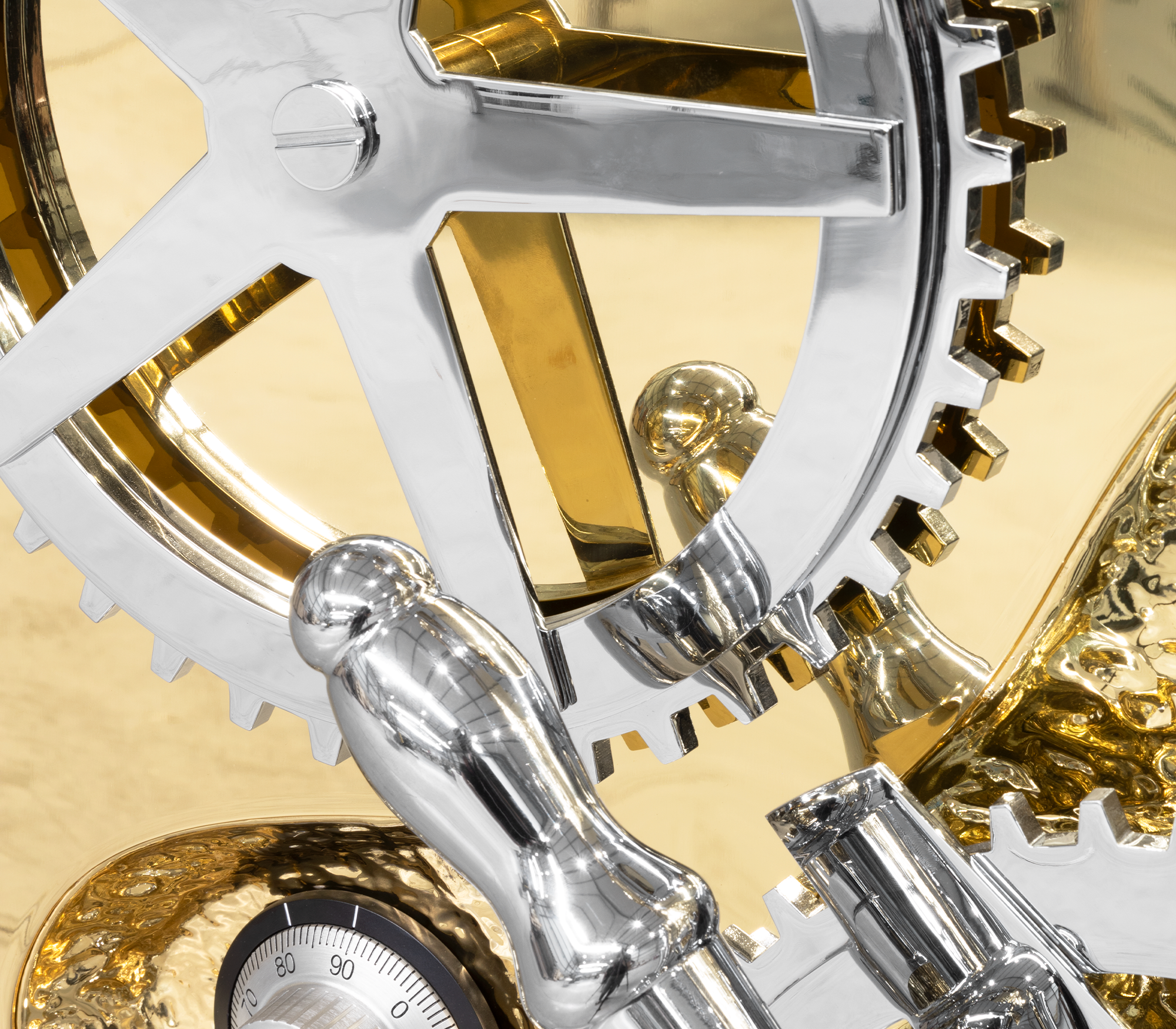 Luxury Collectible Vault Safe with Gold-Plated Finish & Secret Dial Lock System