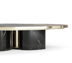 Luxury Calacatta Marble Coffee Table with Black Sculptural Base & Modern Design