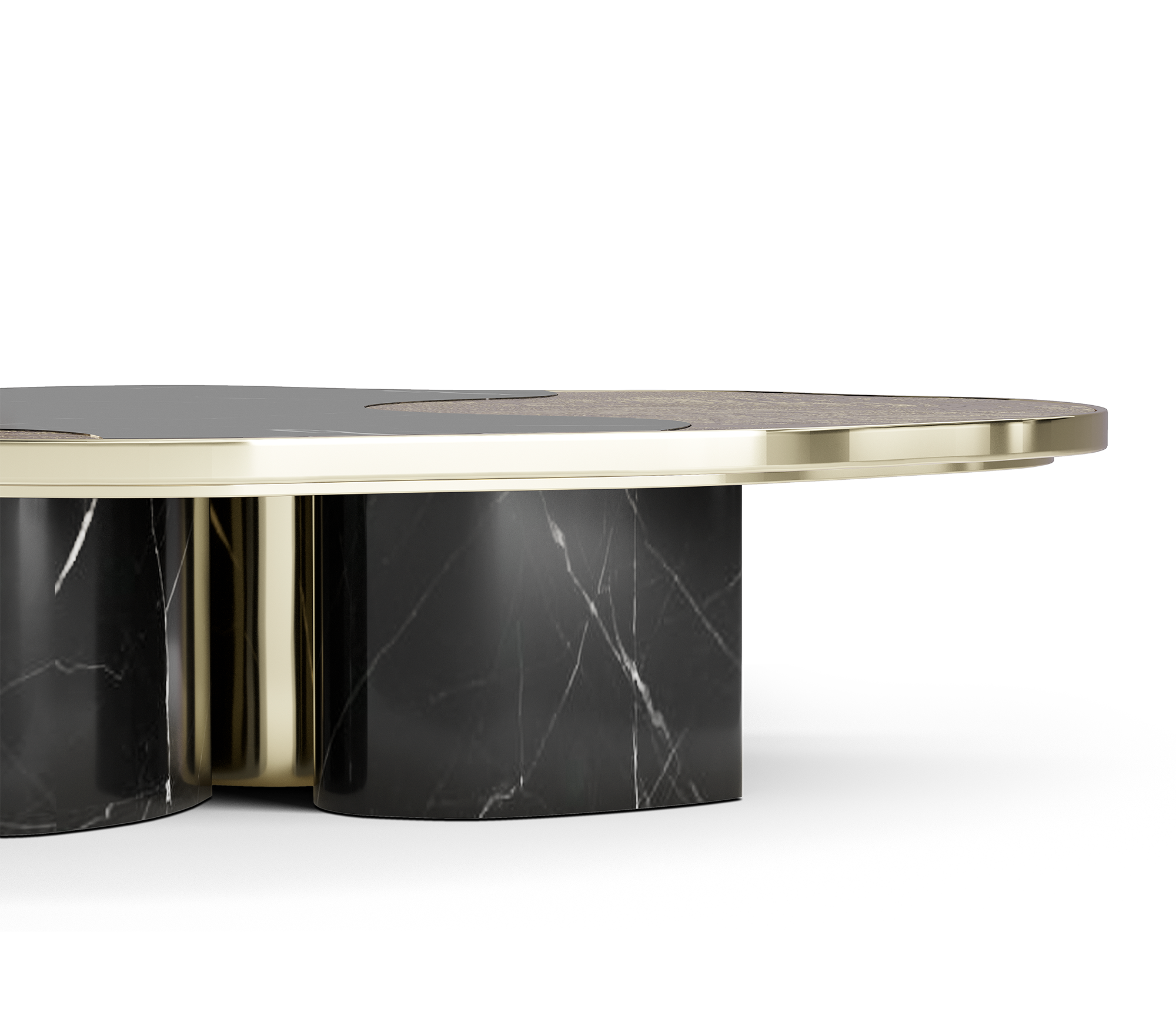 Luxury Calacatta Marble Coffee Table with Black Sculptural Base & Modern Design
