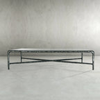 Thaddeus Metal Rectangular Glass Coffee Table Hand-Forged Living Sofa Center Tea Table