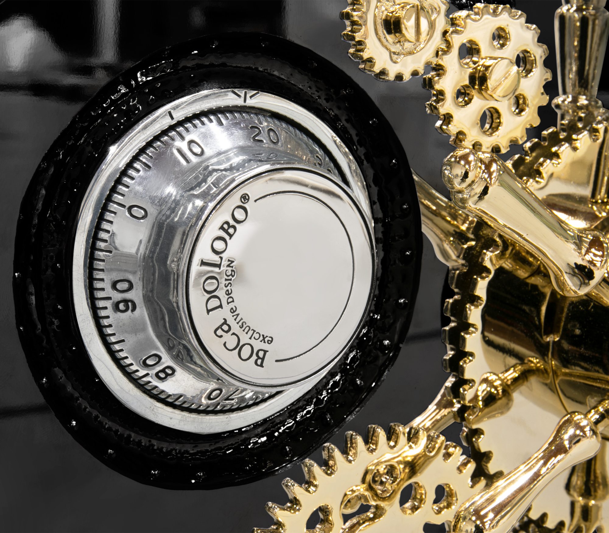 Luxury Portable Jewelry Safe with Secret Dial Lock & Gold-Plated Brass Gear Design